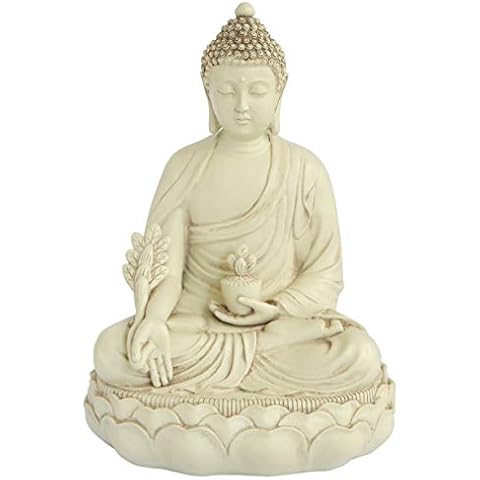 Stone Finish Medicine Buddha Statue, 11.5 Inches Tall Cover