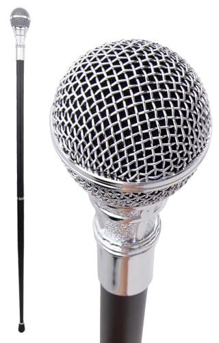 Canne de marche argentée pour microphone 94 cm pour chanter debout sans fatigue