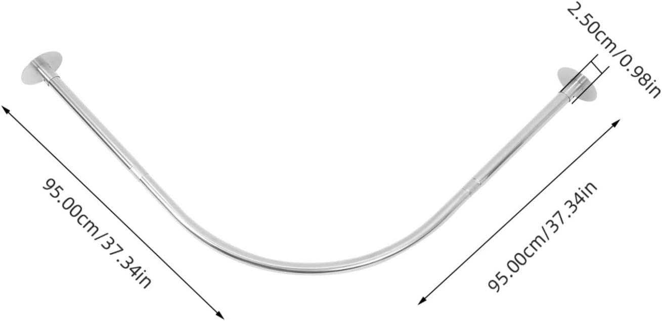 Tension Curved Shower Curtain Rod Adjustable Expandable Telescoping Rod for Bathroom Heavy Duty Tension Rod for Clothes Shower Curtains and More No Drilling Required Fits