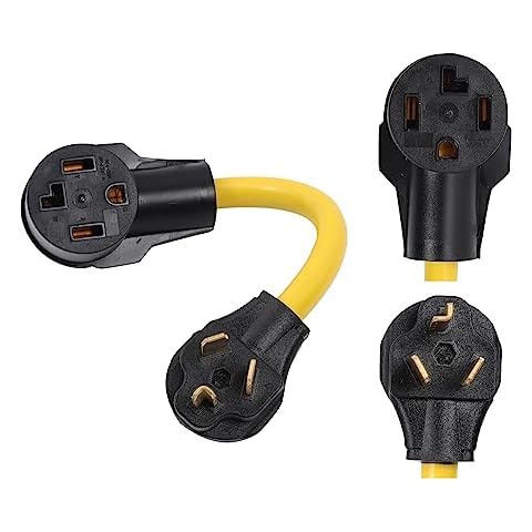 ONETAK NEMA 10-30P to 14-30R 120V/240V 30 Amp 3 Prong Male Plug to 4 Prong Female Outlet Receptacle RV Dryer Generator Power Cord Adapter Connector Cover