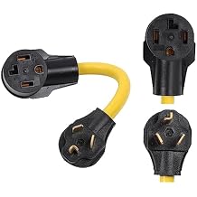 ONETAK NEMA 10-30P إلى 14-30R 120V / 240V 30 Amp 3 Prong Male Plug to 4 Prong Female Outlet Receptacle RV Dryer Generator Power Cord Connector   