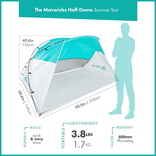 FE Active Pop Up Beach Shelter - Easy Set up Family Beach Tent Outdoor Sun Shelter Half Dome Canopy Tent Adults & Kids Sun Shade for Camping, Hiking, Travel, Backpacking | Designed in California, USA