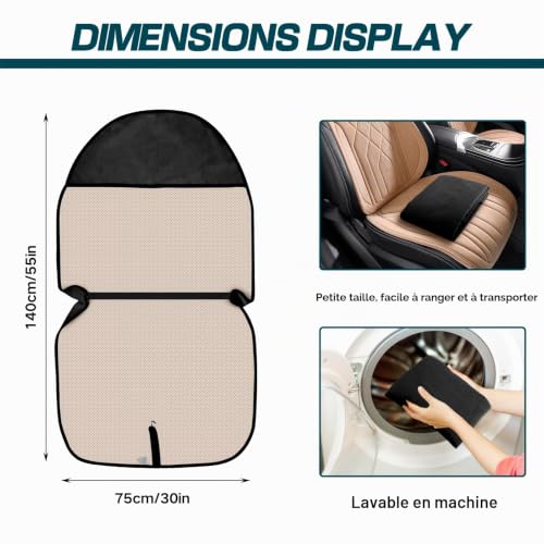 VBGURR Housse de Protection de Siège Auto Universel Avant,Couvre Siège Voiture Étanche et Respirant pour Enfants et Adultes,Siège Universelle pour La Plupart des Voitures, Camionnettes (Noir) – vue 2