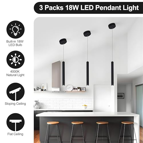 SUNMOO 3 Light Black Mini Pendant Lighting Modern Pendant Light,11.81in by SUNMOO - Used condition - Image 4