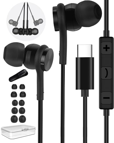 Ecouteur USB C pour Samsung Galaxy S26 S25 S24 Plus S23 S22 FE Ultra A56 A55 A54 5g iPhone 17 16 15 Pro Max, Intra Écouteurs Filaire USBC Casque Audio Type C...