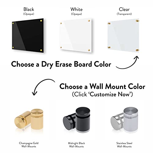 Ships Next Day, Made in USA - Acrylic Dry Erase Board | Non-Magnetic Dry Erase Board | Hanging Frameless White Board | Acrylic for Office, School and Home Walls | for Kids & Adults (White - 11x14)