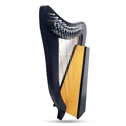image for Woldorf USA 15 Strings Levers Harp Irish Highland Solid Rosewood Black