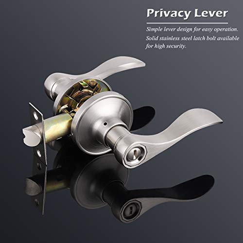 Gobrico 2 Pack Satin Nickel Universal Bed And Bath Door Levers Locks Drop Lever Style For Left/Right-Handed Doors #TOP5