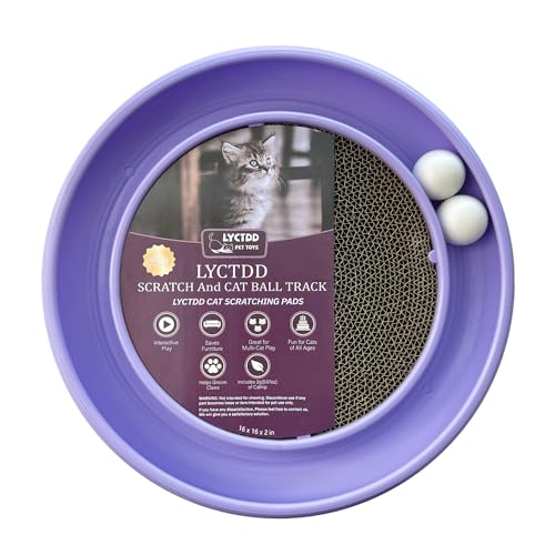 Interactive-Cat-Ball-Track-Toy-for-Indoor-Cats-Cat-Scratching-Board-Exercise-Set-for-Bored-Indoor-Adult-and-Kitten-Mental-Physical-Stimulation-with-Spare-Ball-to-Prevent-Loss-Purple Interactive Cat Ball Track Toy for Indoor Cats, Cat Scratching Board & Exercise Set for Bored Indoor Adult and Kitten Mental & Physical Stimulation, with Spare Ball to Prevent Loss (Purple) - Image 1