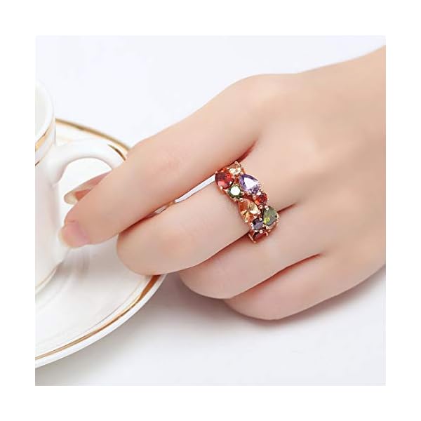 YouBella Jewellery Stylish Rose Gold Plated Solitaire AAA Multicolor Crystal Ring for Women and Girls - Image 6