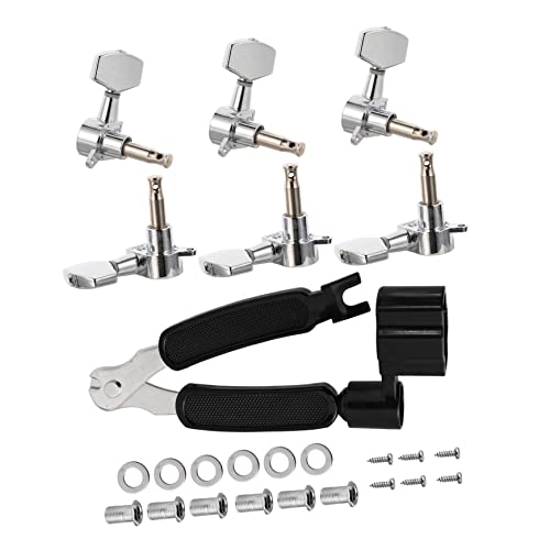ERINGOGO 1 Set Acoustic Guitar String Tuning Peg Guitar String Winder Cutter 3pc Left 3pc Right Easy Install