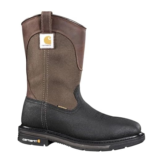Carhartt Men's 11" Wellington Square Safety Toe Work Boot CMP1258 Mid Calf, Brown/Black Leather, 10.5 Wide