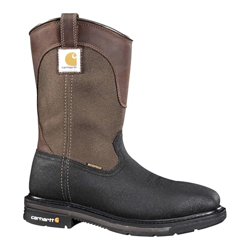 Carhartt Men's 11" Square Toe WP Steel Toe Wellington CMP1258, Brown/Black, 13 M US by Carhartt - Used condition - US$67.92