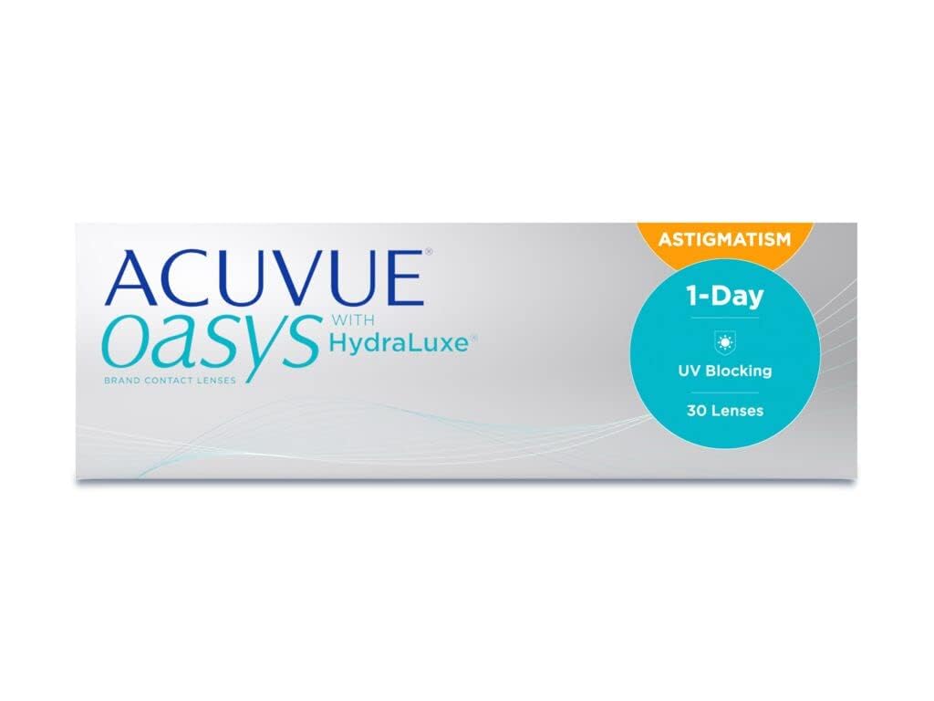 ACUVUE OASYS 1-Day per astigmatismo; Lenti a contatto giornaliere; visione chiara e stabile per tutto il giorno,comfort elevato;-1.50 diottrie; Cilindro -1.75 ; Asse 180 ; BC 8.5; DIA 14.30; 30 lenti