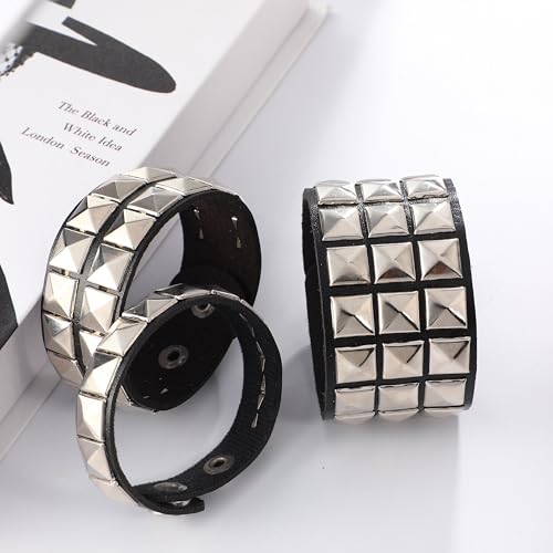 Set de 3 Pulseras Punk de Cuero Estilo 80s miniatura 2