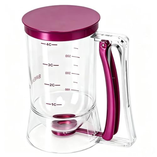 Image of BBSTARZ Pancake Batter Dispenser – 4-Cup Batter Dispenser with Squeeze Handle & Measuring Marks for Pancakes, Waffles, Muffins, Crepes & Cupcakes – Baking Tool (purple)