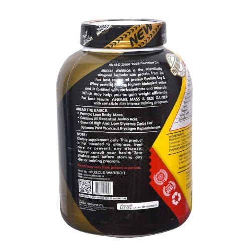 Image of Muscle Warrior Animal Mass Weight Gainer and Size Gainer 6 lbs (2.72 Kg) (Vanilla)