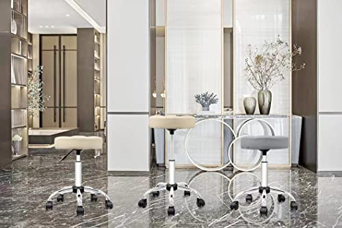 Office Factor Rolling Stool Swivel Chair Pu Leather Height Adjustable Shop Stool Salon Spa Stools Non Scratch Wheels (Gray) #TOP4