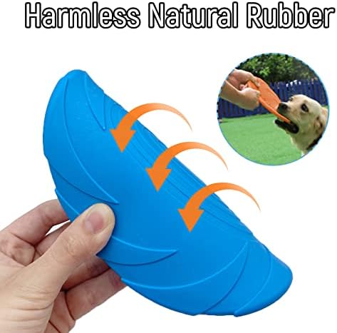 Vordpe Pack of 2 Dog Frisbee, Rubber Dog Disc, Interactive Outdoor Toy for Small Dogs, Dog Training, Throwing, Catching, Playing, 5.9 Inches (Blue & Orange)