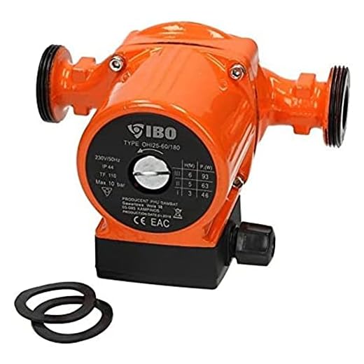 Bomba de Calefacción IBO 25-60/180, Naranja, Hierro Fundido, 3 Niveles de Velocidad, 46-93 W, IP44, 38.10 mm/25.40 mm