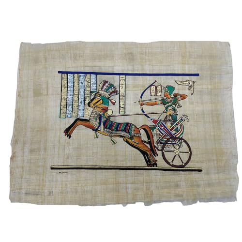Papyrus égyptien fait main peinture char de guerre antique
