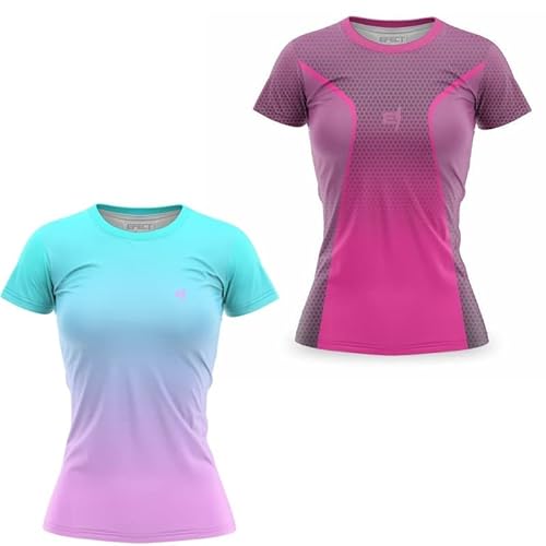 Kit 2 Blusa Feminina Caminhada Fitness Camisa Treino Corrida Academia Gênero:Feminino;Cor:Azul;Taman