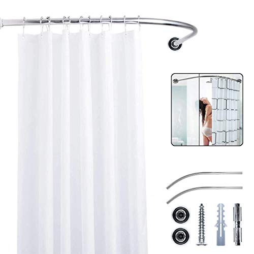 Satisfounder Curved Shower Rod Rustproof Aluminum Alloy Wall Mount Corner Bathroom Shower Curtain Rod Covers Wall Area Of 35 To 35 Inches, Arc Radius 16 Inches #TOP1