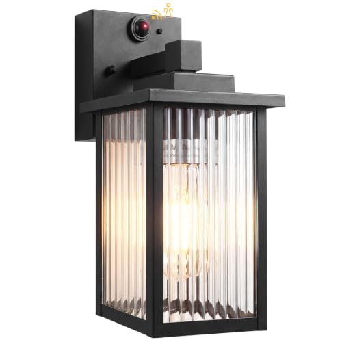 hameso Motion Sensor Wall Light, Dusk to Dawn Outdoor Porch Light Black