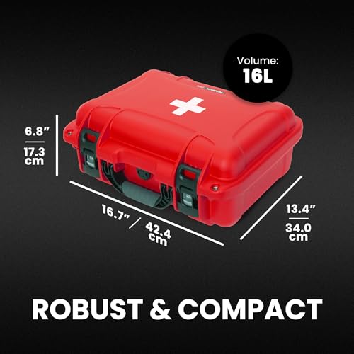 Image of NANUK 920 Waterproof First Aid Box Empty - Durable, Medical First Aid Organizer Case, IP67-Rated, Dustproof, Impact-Resistant, and Floats (15 inch x 10.5 inch x 6.2 inch) - Red