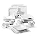 MALACASA, Série Joesfa, 60pcs Services de Table Complets Porcelaine, 12 Tasses, 12 Soucoupe, 12 Assiettes à Dessert, 12 Assiettes à Soupe, 12 Assiettes Plates pour 12 Personnes