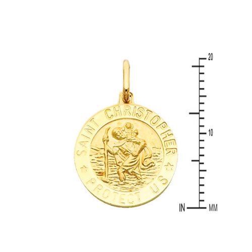 The World Jewelry Center 14k Yellow Gold Religious Saint Christopher Medal Pendant with 0.9mm Cable Chain Necklace3