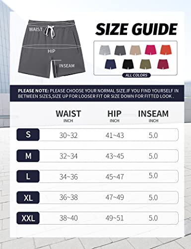 Pioneer Camp Sweat Shorts For Men 5 Inch Inseam Shorts Athletic Gym Workout Casual Cotton Shorts For Running Pajama Lounge Summer Shorts(Grey, L) #TOP5