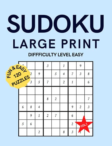 Sudoku Large Print Fun and Easy 120 Puzzles: Sudoku puzzle book for adults, Large Print, Easy Puzzles with Solutions