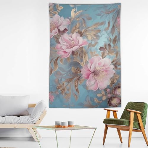 Tapisserie murale fleurs dessinées déco esthétique chambre à coucher