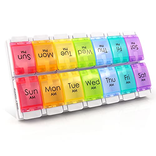 Activ-NRG Pillendoos, grote vakken, veermechanisme, voor tabletten, vitaminen, medicijnen en levertraan