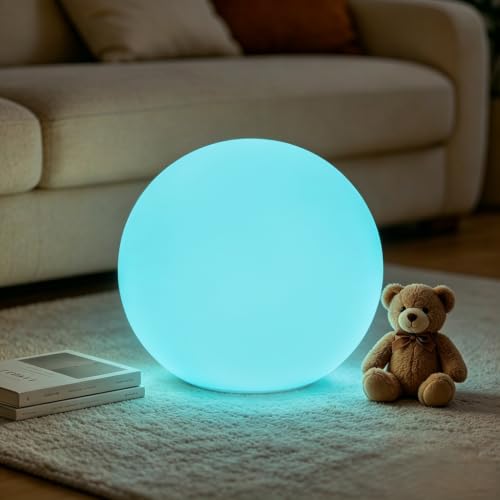 14-inch Globe Floor Lamp,Decorative LED Ball Light,Color Changing Orb Light