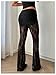 Verdusa Women's Lace Pants Floral Sheer Mesh Flare Leggings Elastic Long Trousers Going Out Bottoms Black X-Large