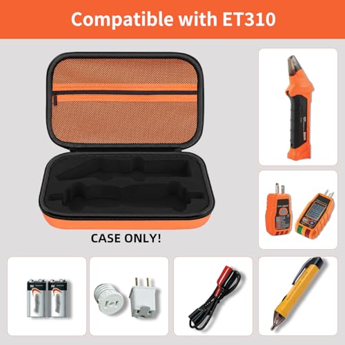 Image of Hard Case for Klein Tools ET310 AC Circuit Breaker Finder Electric Tester & 80016 Tool Kit & RT250 GFCI Outlet Tester and Accessories Electrical Tools Storage Organizer Bag, Orange(Case Only)