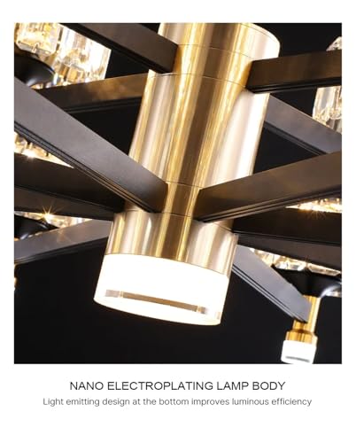 Lustre en cristal moderne à LED : éclairage luxe or et noir - 6