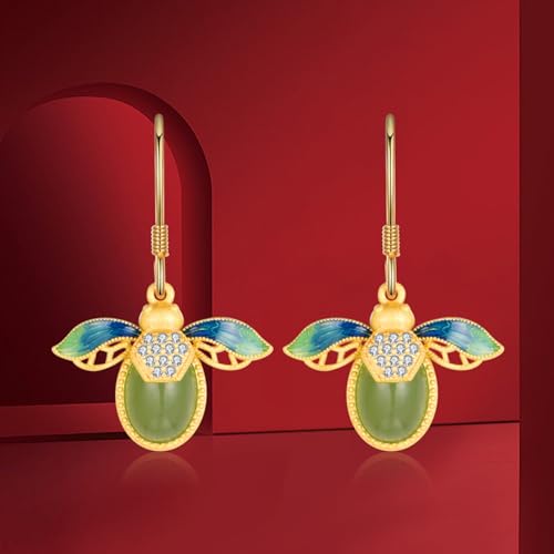 Boucles d'oreilles longues en jade de Hetian d'une finition joaillerie - 4