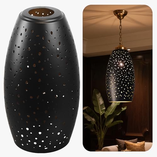 Metal Pendant Lamp Shade, Chandeliers Cover Mini Oval Light Shade Replacement Lampshade Only Light Fixtures for Kitchen Island, 9.45" Height x 5.12" D