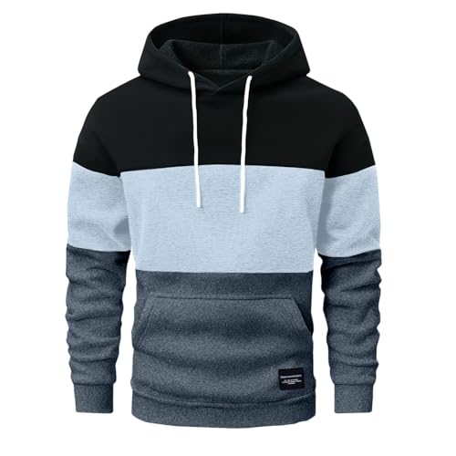 Mens Color Block Hoodies Oversized Long Sleeve Drawstring Pollover Tops Casual Loose Fall Sweatshirts 2025