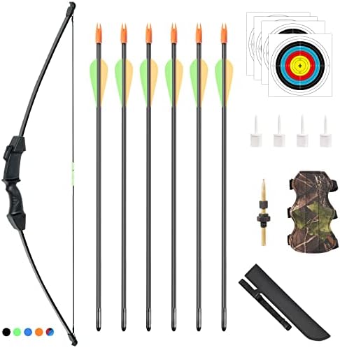 ASDW Archery Youth Bow and Arrow Kids Bow Set Recurve Bow Beginner Bow and Arrows Kids Bow and Arrow Teenage Bow Game Bow Beginner Bow Birthday Gift Bow Draw Weight 18 LBS