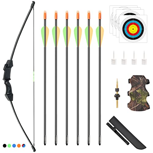 ASDW Archery Youth Bow and Arrow Kids Bow Set Recurve Bow Beginner Bow and Arrows Kids Bow and Arrow Teenage Bow Game Bow Beginner Bow Birthday Gift Bow Draw Weight 18 LBS
