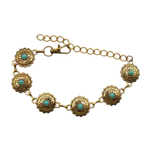 Trendy Fashion Jewelry Women Western Boot Chain Bracelet Metal Shoe Turquoise Blue Flower Charm Anklet Gold