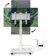 Mobile TV Cart with Handle Stepless Lift,Rolling TV Stand for 42-75inch TVs with 90 Rotating,Port...