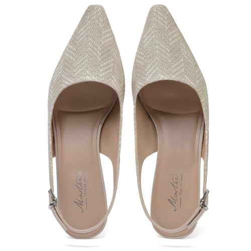 Image of Mostrin Kitten Heels for Women Slingback Pointed Closed Toe Heels Women's Pumps Shoes for Wedding, Party, Commuting