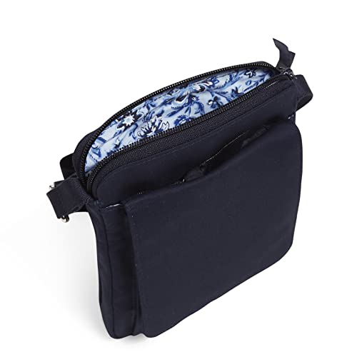 Image of Vera Bradley Women's Cotton Mini Hipster Crossbody Purse With RFID Protection, Classic Navy - Recycled Cotton, One Size