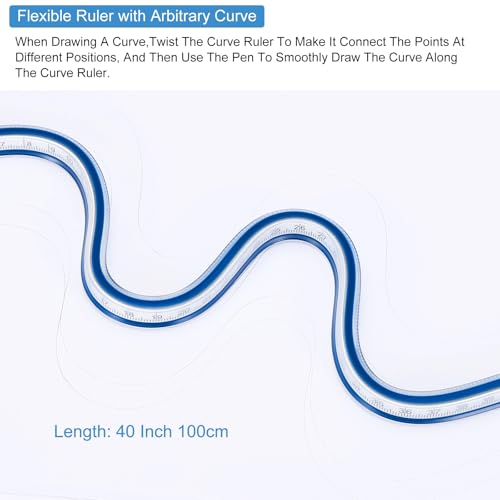 QUARKZMAN 40 Zoll 100cm Flexible Kurvenlineal kann zum Zeichnen, Nähen und Ingenieurwesen gebogen werden, 1 Stück, Blau