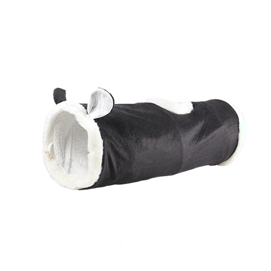Milageto Cat Tunnel Tubo de Peluche Colapsible Juguete para Mascotas con Ventana para Gatos Gatitos Cachorros Y Conejos Apto para Entretenimiento Y Ejercicios, Gato Negro